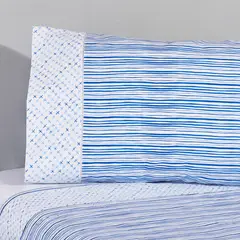 NINA HERRERA - Sábana Estampada Shibori Azul 220 Hilos 1,5 Plaza