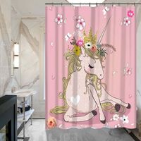 Set mat de piso y cortina de baño Unicornio