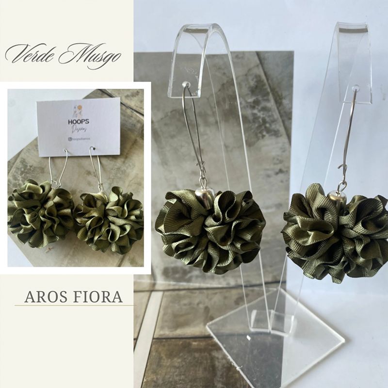 GENERICO - Aros De Tela En Flor Hechos A Mano