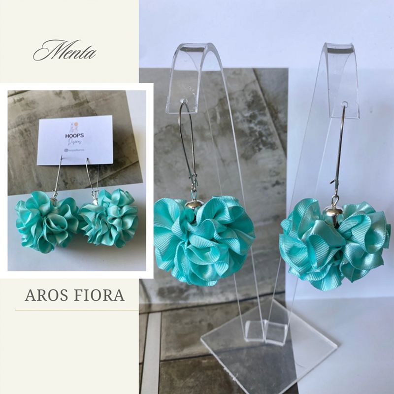 GENERICO - Aros De Tela En Flor Hechos A Mano