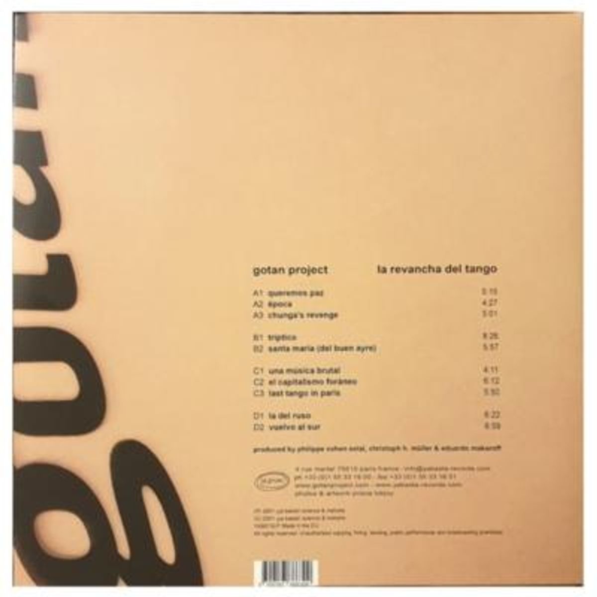 HITWAY MUSIC - GOTAN PROJECT - LA REVANCHA DEL TANGO (2LP) - VINILO HITWAY MUSIC