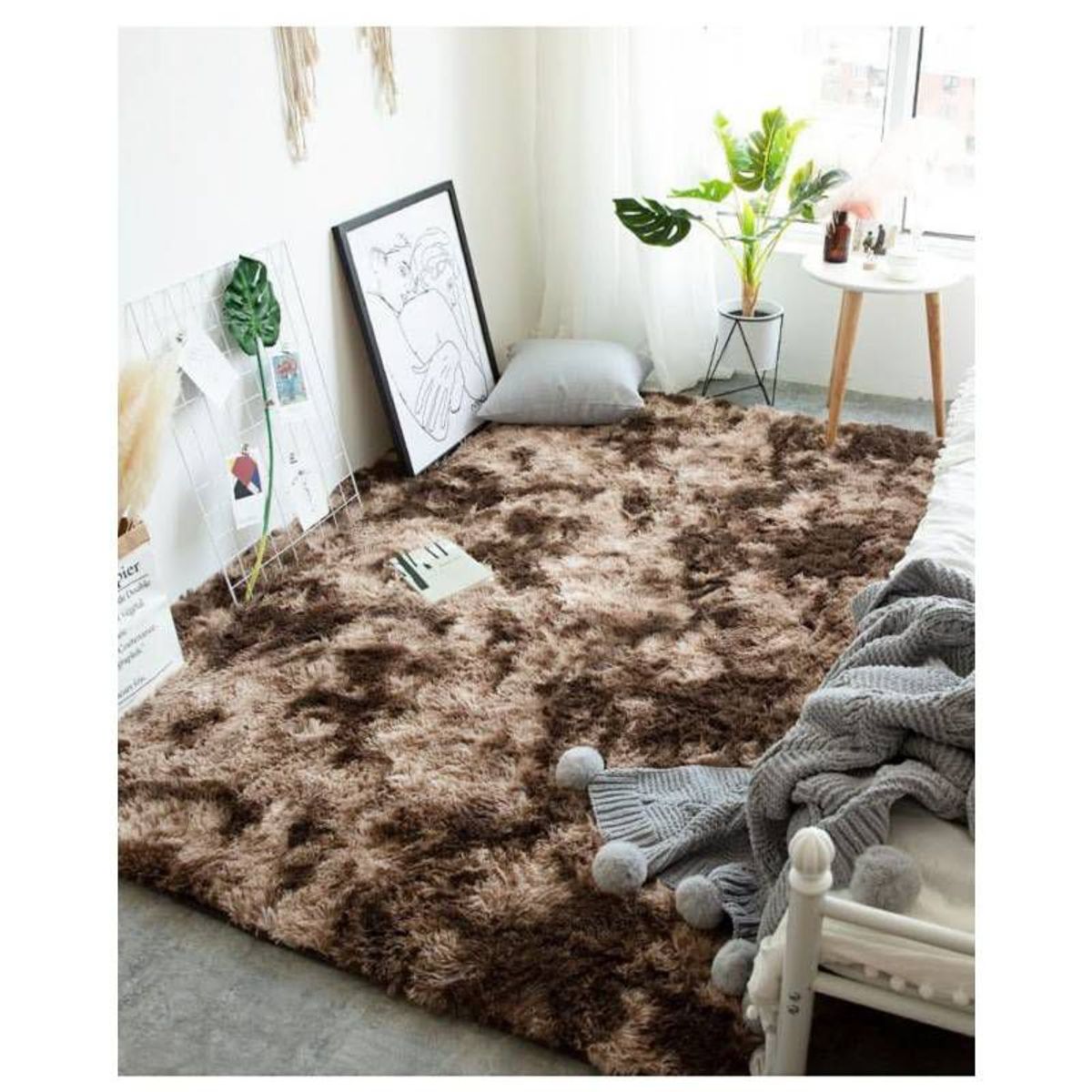 GENERICO - Alfombra Peluda 2 x 2.4 m - Café Jaspeado