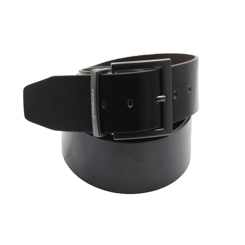 TOPWOLF - Cinturón Reversible 4cm Negro Café Ref5-1 Eco cuero