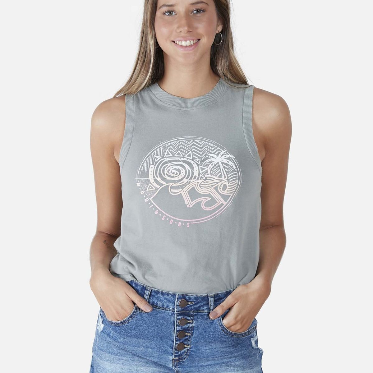 MAUI AND SONS - Polera Mujer Verde 5P558-WV22 Maui And Sons MAUI AND SONS