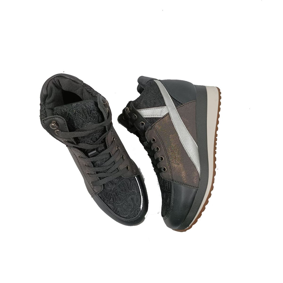 GENERICO - Zapatilla Negra Plataforma Mujer