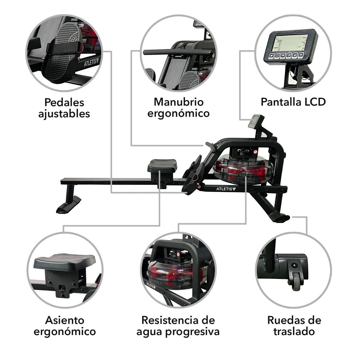 ATLETIS - Remadora de Agua Atletis Max A302 Negro