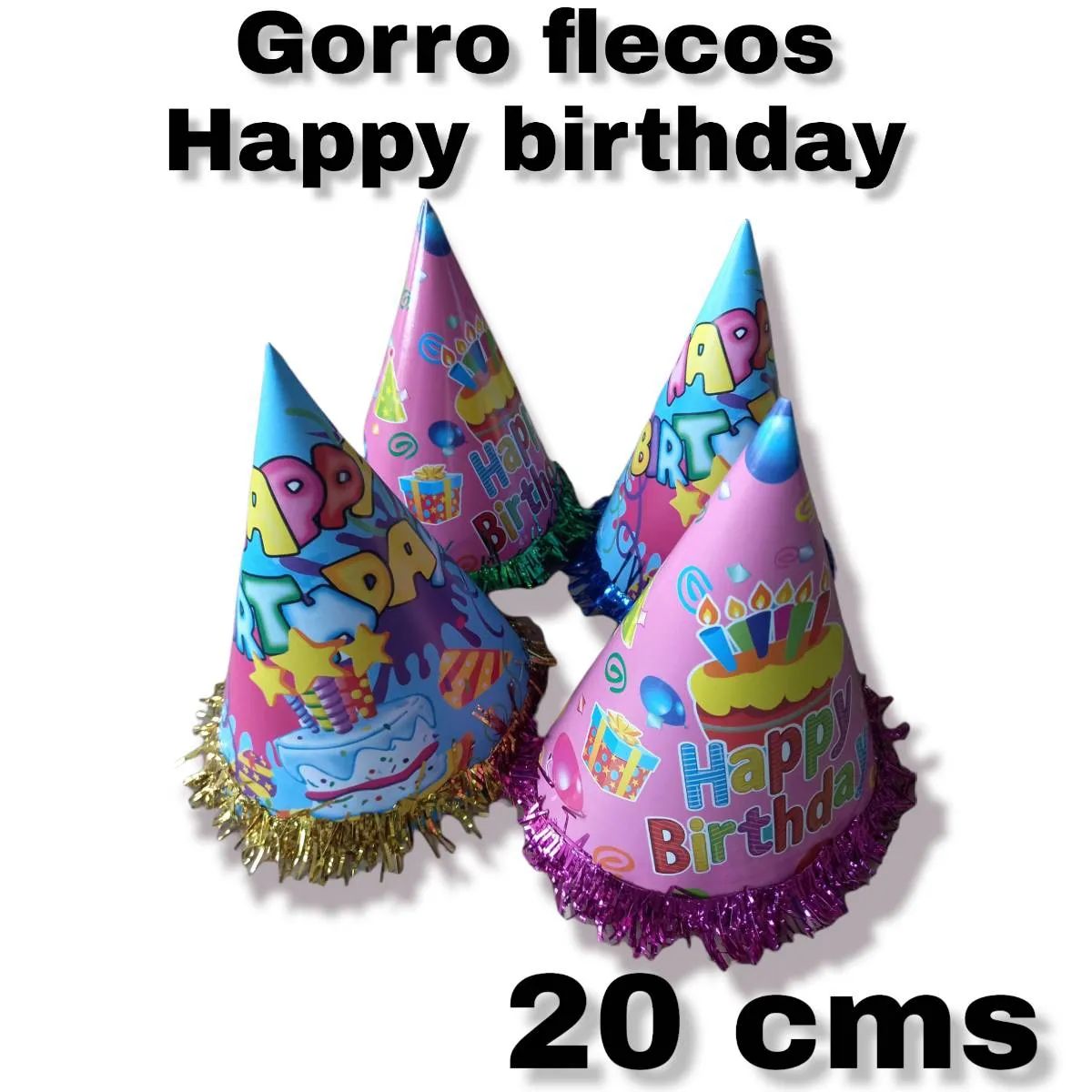 UNIVERSAL - 12 GORRO FLECOS HAPPY BIRTHDAY