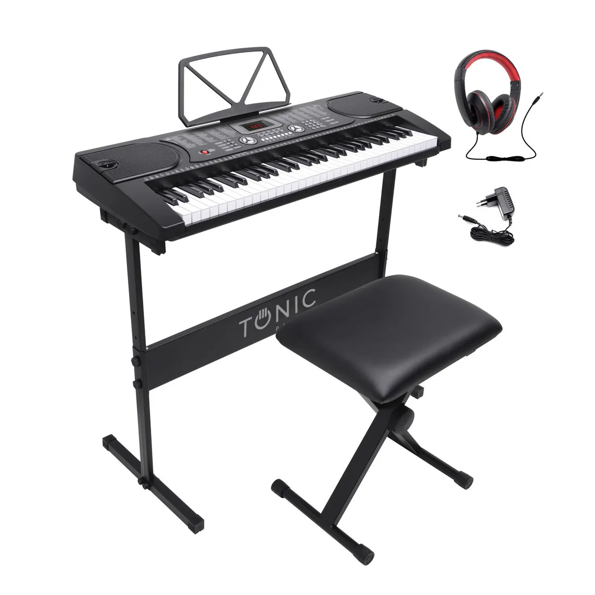 TONIC PIANOS - Teclado Musical Piano 61 Notas +Stand+Silla Ton-600