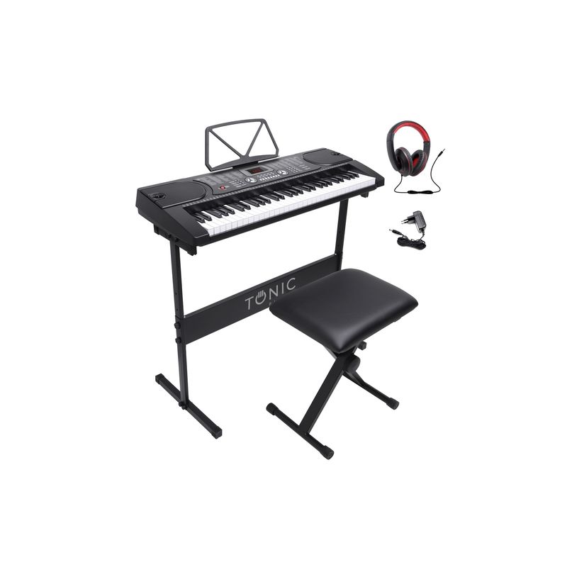 TONIC PIANOS - Full Pack Teclado De 61 Teclas+Atril+Silla+Audífonos Tonic
