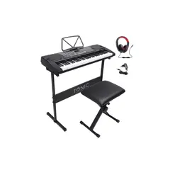 TONIC PIANOS - Full Pack Teclado De 61 Teclas+Atril+Silla+Audífonos Tonic