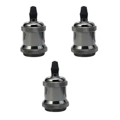 HB LEDS - Pack 3 Soquetes E-27 Retro Plateado Vintage