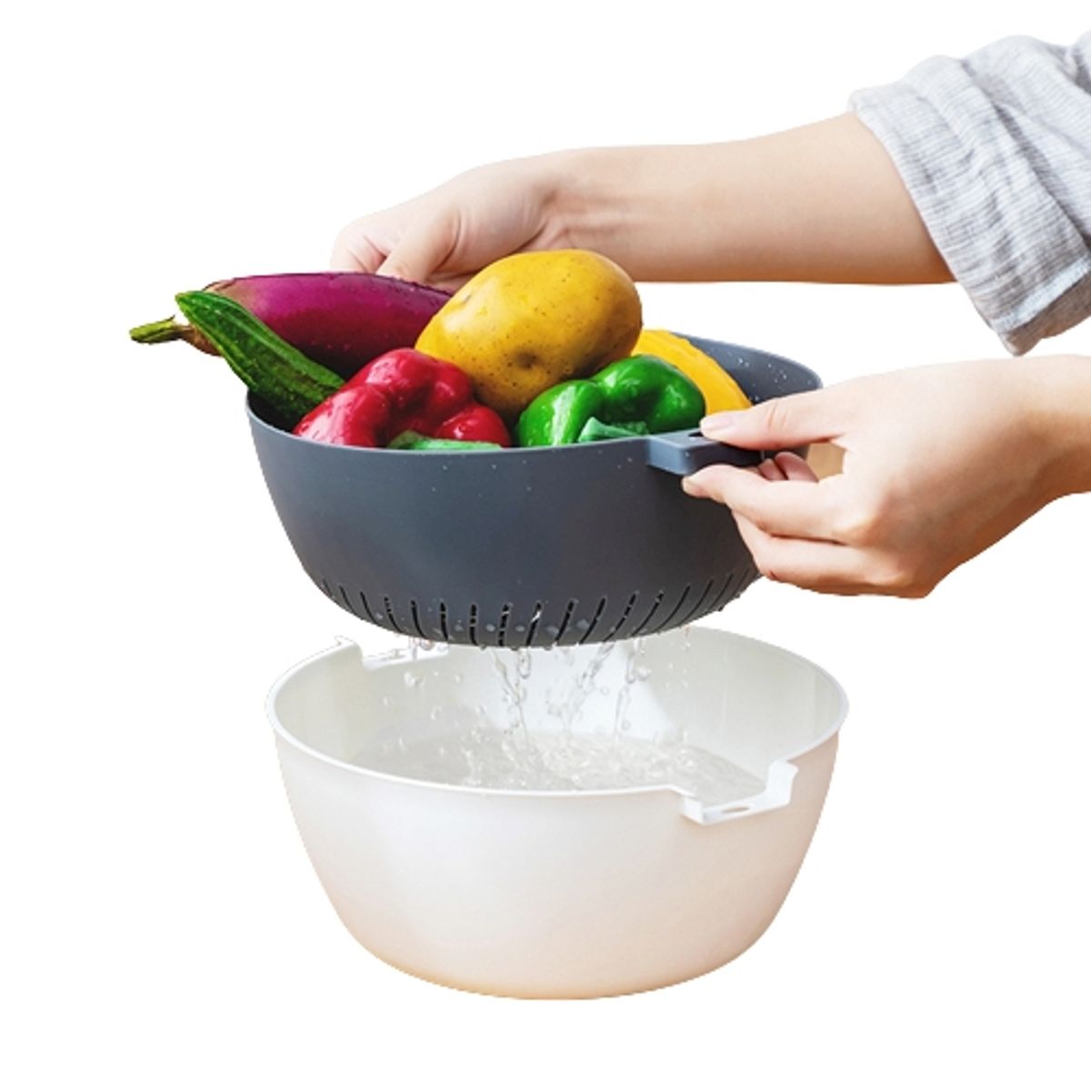 GENERICO - Bowl y colador pocillo Gris 8023 1,2 Litros