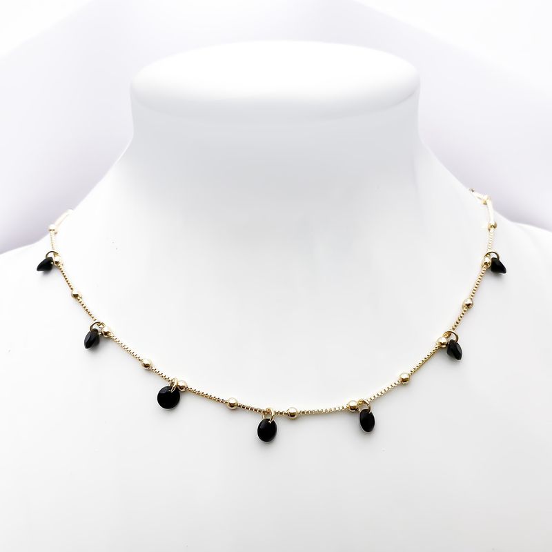 ANDREA COGGIOLA JOYAS - Collar Choker Circón Negro Enchapado Oro 18K