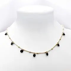 COGGIOLA - Collar Choker Circón Negro Enchapado Oro 18K