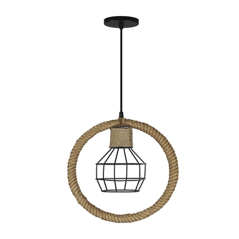HB LEDS - Lámpara Colgante Estilo Rústico Circular E-27
