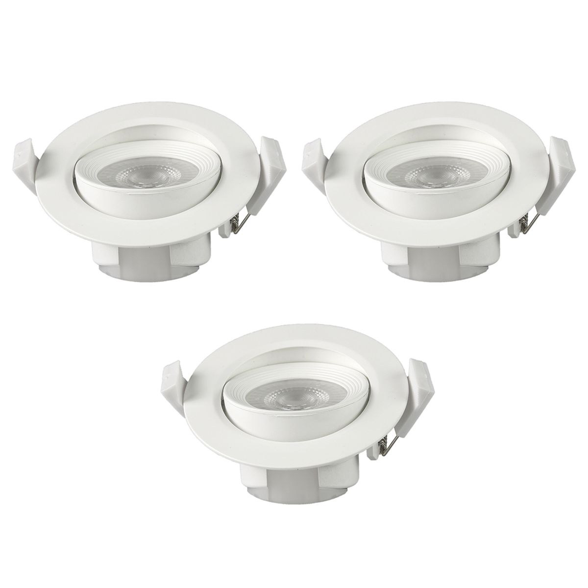 HB LEDS - Pack 3 Foco Basculante LED Embutido Spot 6,5W 3000K Redondo Para Cielo