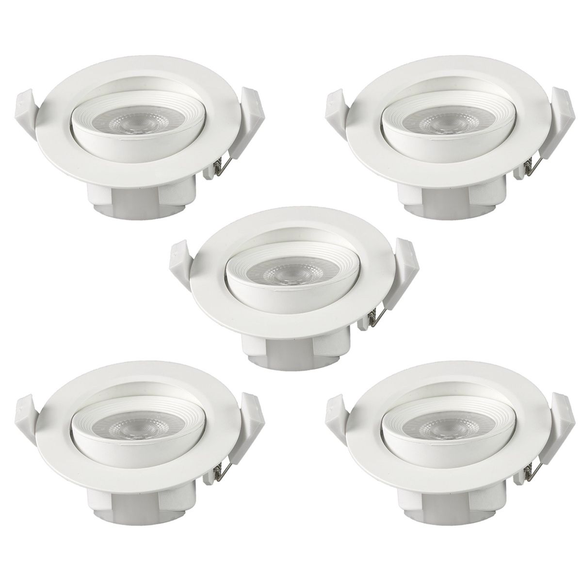HB LEDS - Pack 5 Foco Basculante LED Embutido Spot 6,5W 3000K Redondo Para Cielo