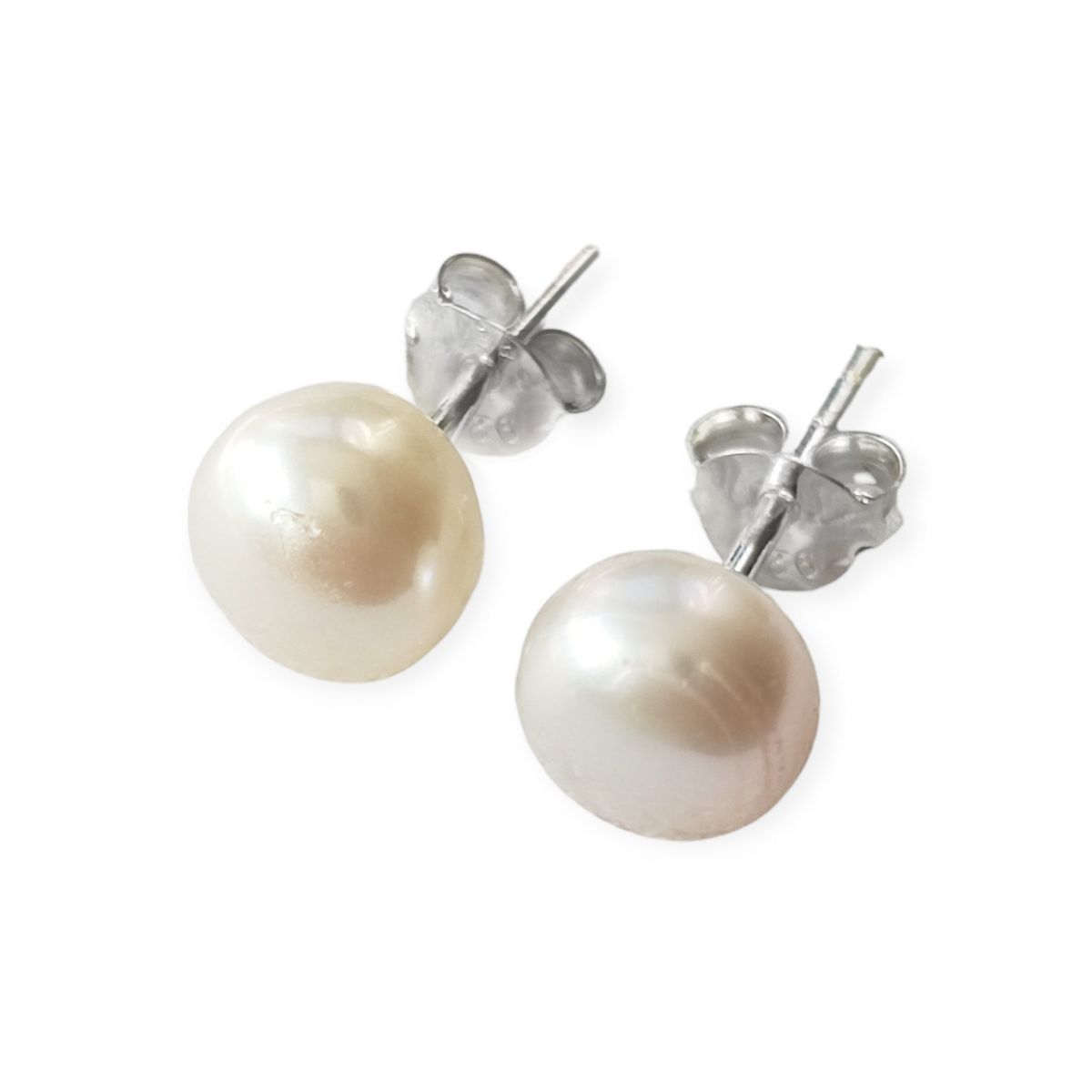 ANDREA COGGIOLA JOYAS - Aros Perla De Río 7mm Plata Fina 925