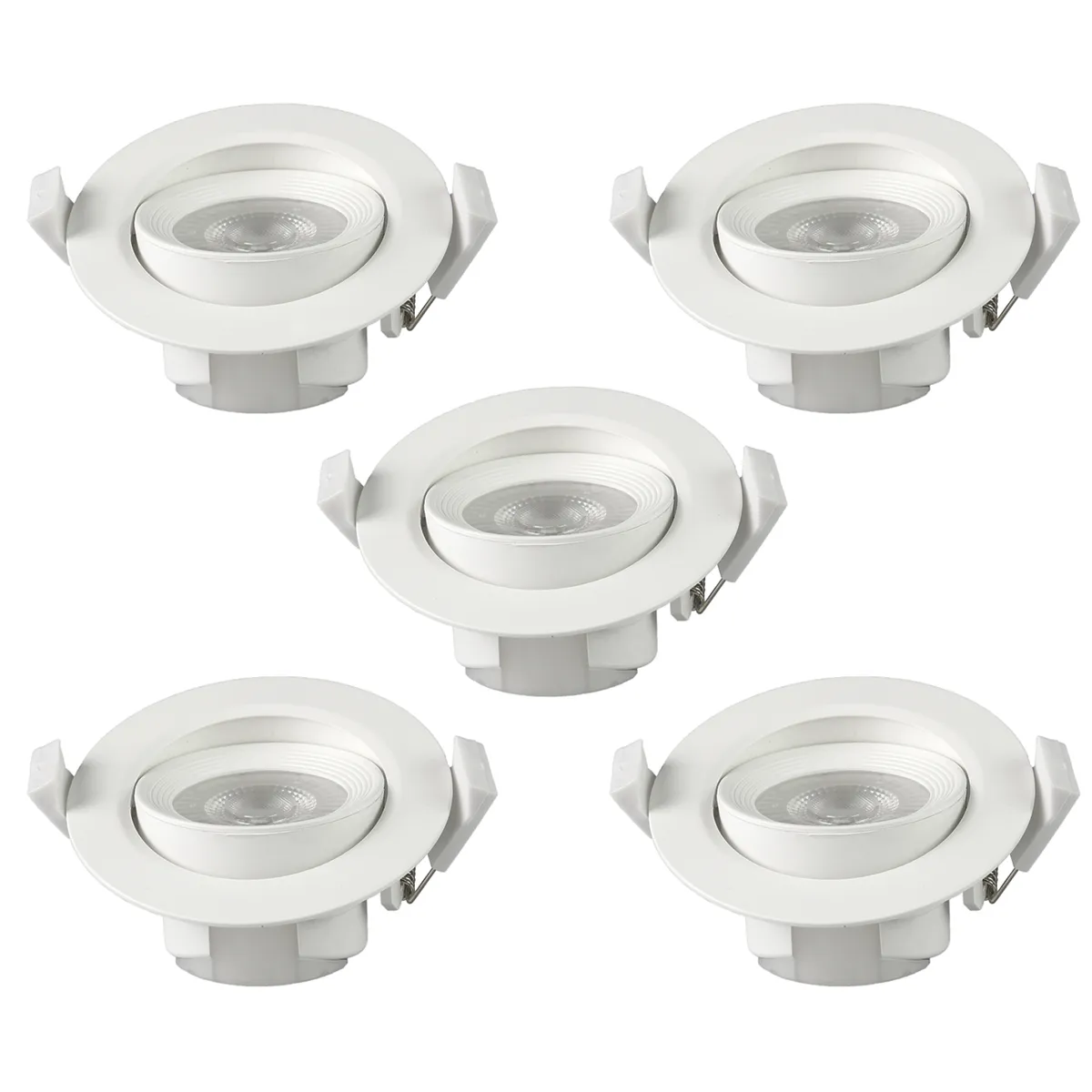 HB LEDS - Pack 5 Foco Basculante LED Embutido Spot 6,5W 6500K Redondo Para Cielo