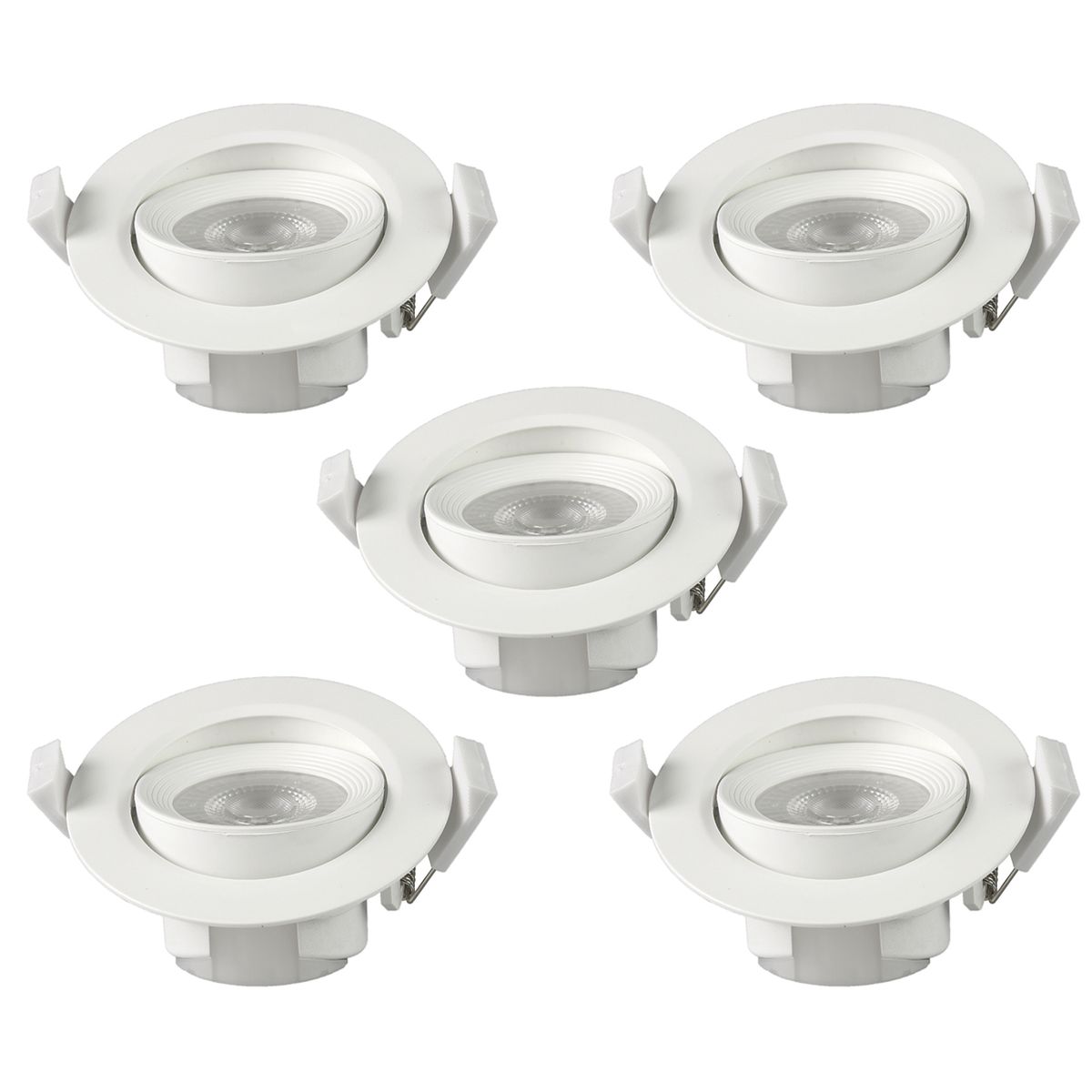 HB LEDS - Pack 5 Foco Basculante LED Embutido Spot 6,5W 6500K Redondo Para Cielo