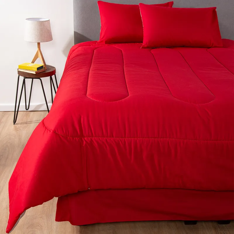 ARTHOME - COMBO 41 PLUMON BICOLOR ROJO GRIS 2 PLAZAS