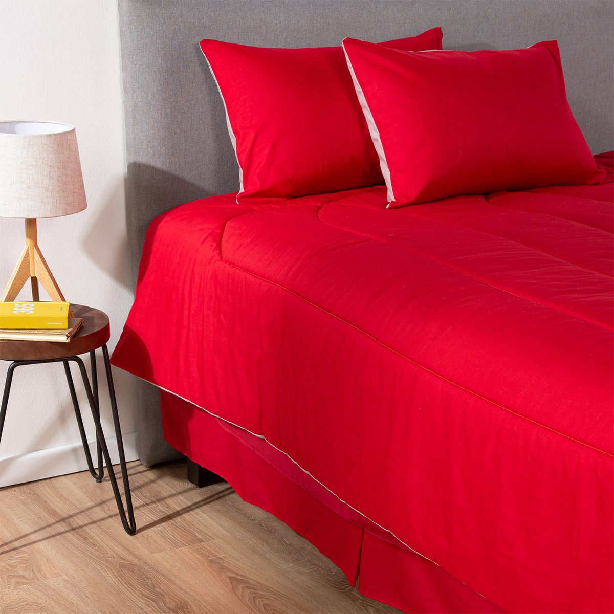 ARTHOME - COMBO 41 PLUMON BICOLOR ROJO GRIS 2 PLAZAS