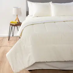 ARTHOME - COMBO 70 PLUMON BICOLOR BEIGE BLANCO 2 PLAZAS