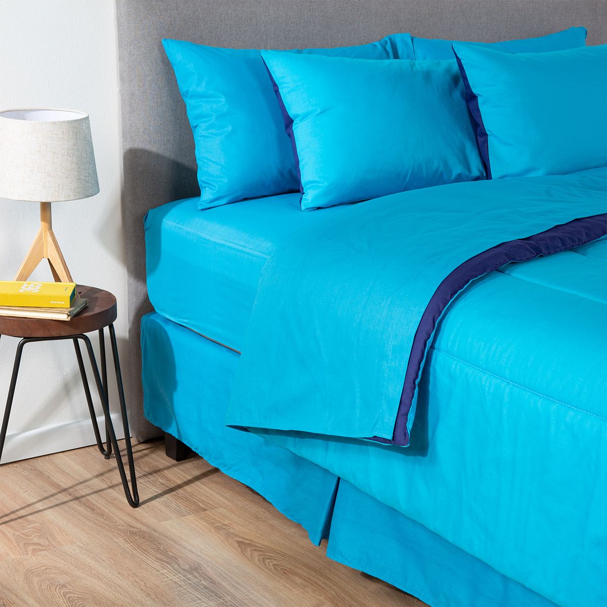 ARTHOME - COMBO 52 PLUMON BICOLOR CELESTE AZUL 2 PLAZAS
