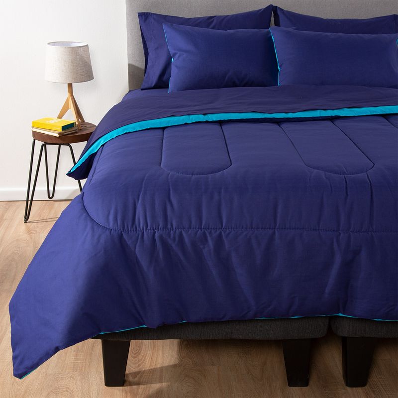 ARTHOME - COMBO 46 PLUMON BICOLOR AZUL CELESTE 2 PLAZAS