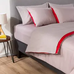 ARTHOME - COMBO 38 PLUMON BICOLOR ROJO GRIS 2 PLAZAS