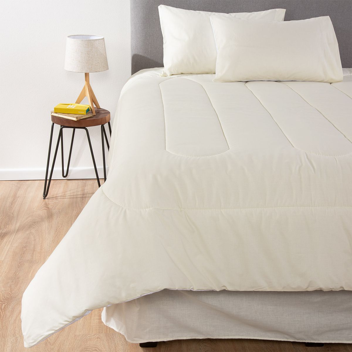 ARTHOME - COMBO 36 PLUMON BICOLOR BEIGE BLANCO 1.5 PLAZAS