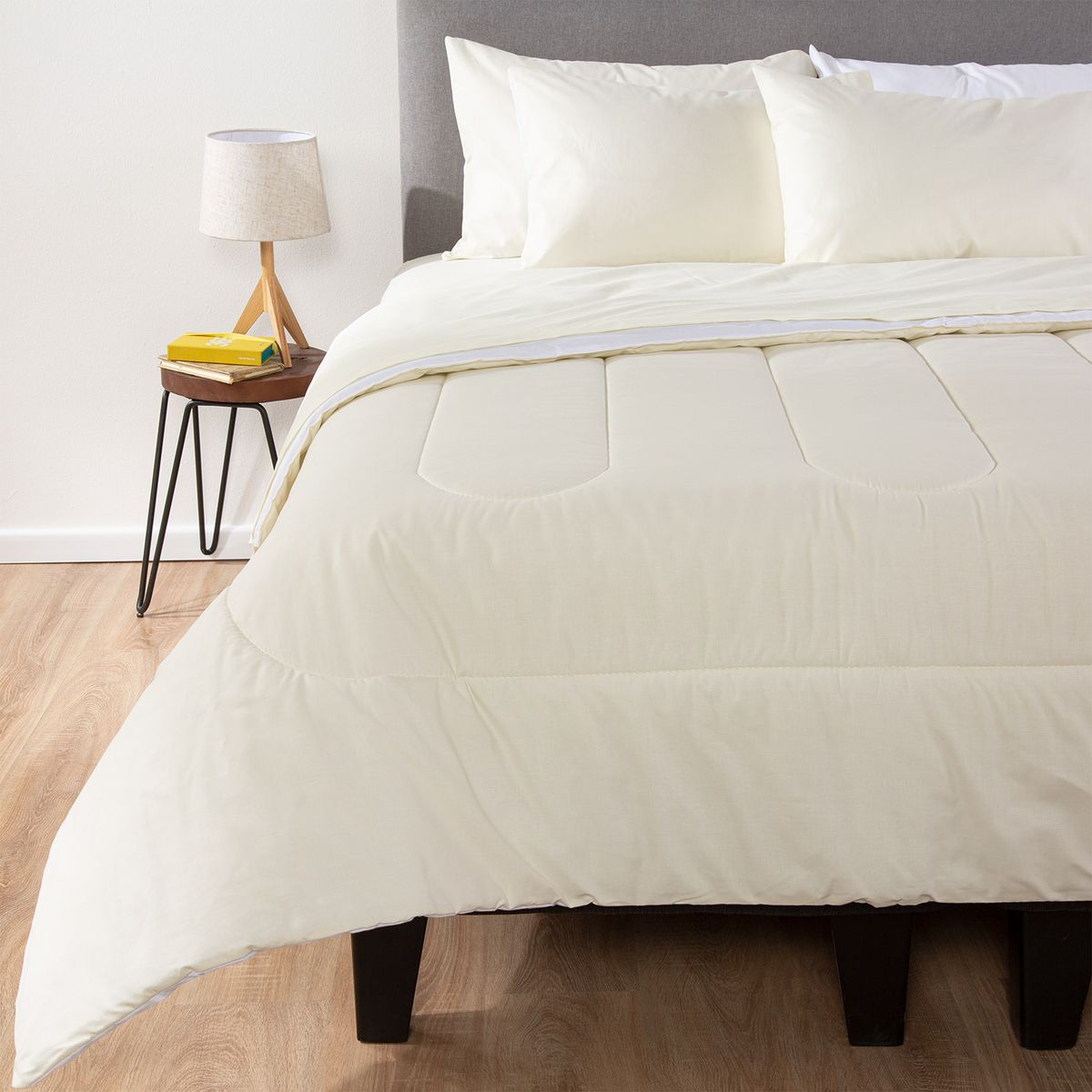 ARTHOME - COMBO 35 PLUMON BICOLOR BEIGE BLANCO 1.5 PLAZAS