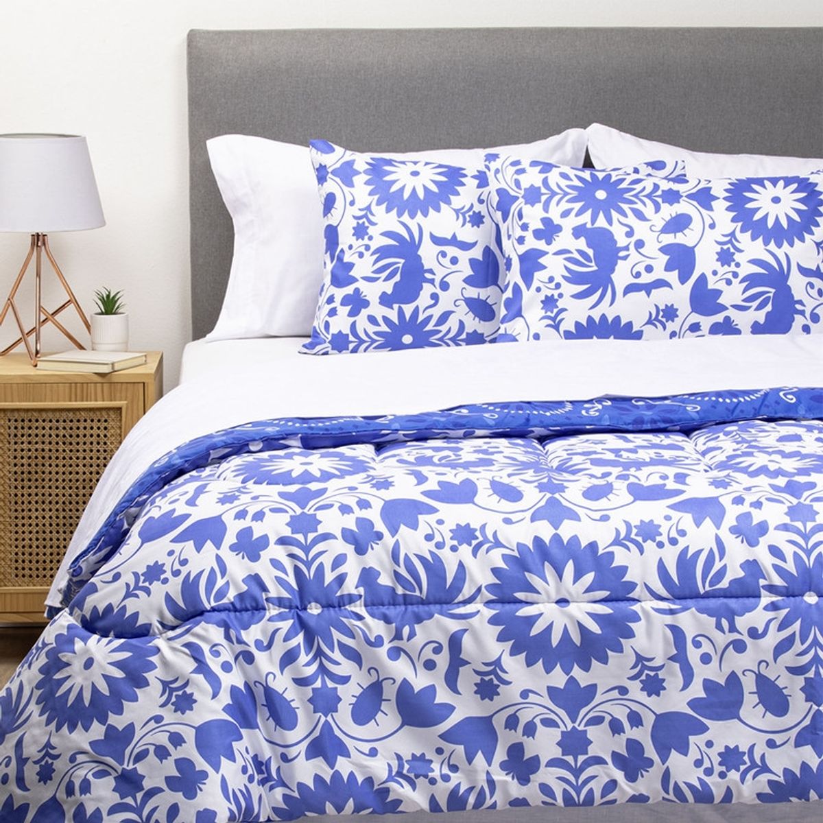 ARTHOME - COMBO 43 PLUMON MEXICO REVERSIBLE AZUL 2 PLAZAS