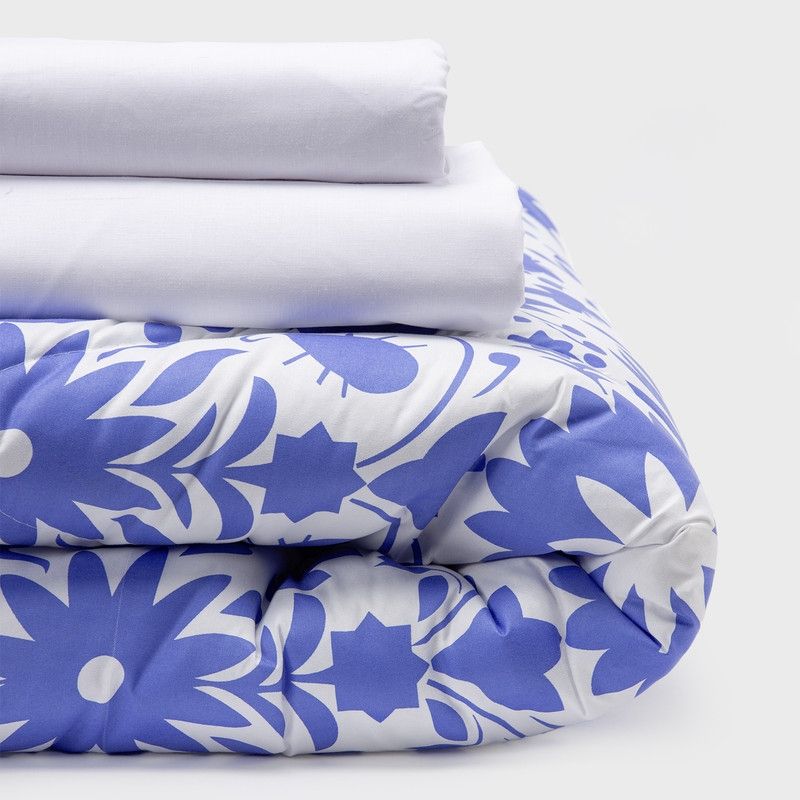 ARTHOME - COMBO 42 PLUMON MEXICO REVERSIBLE AZUL 2 PLAZAS