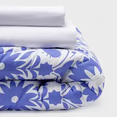 ARTHOME - COMBO 42 PLUMON MEXICO REVERSIBLE AZUL 2 PLAZAS