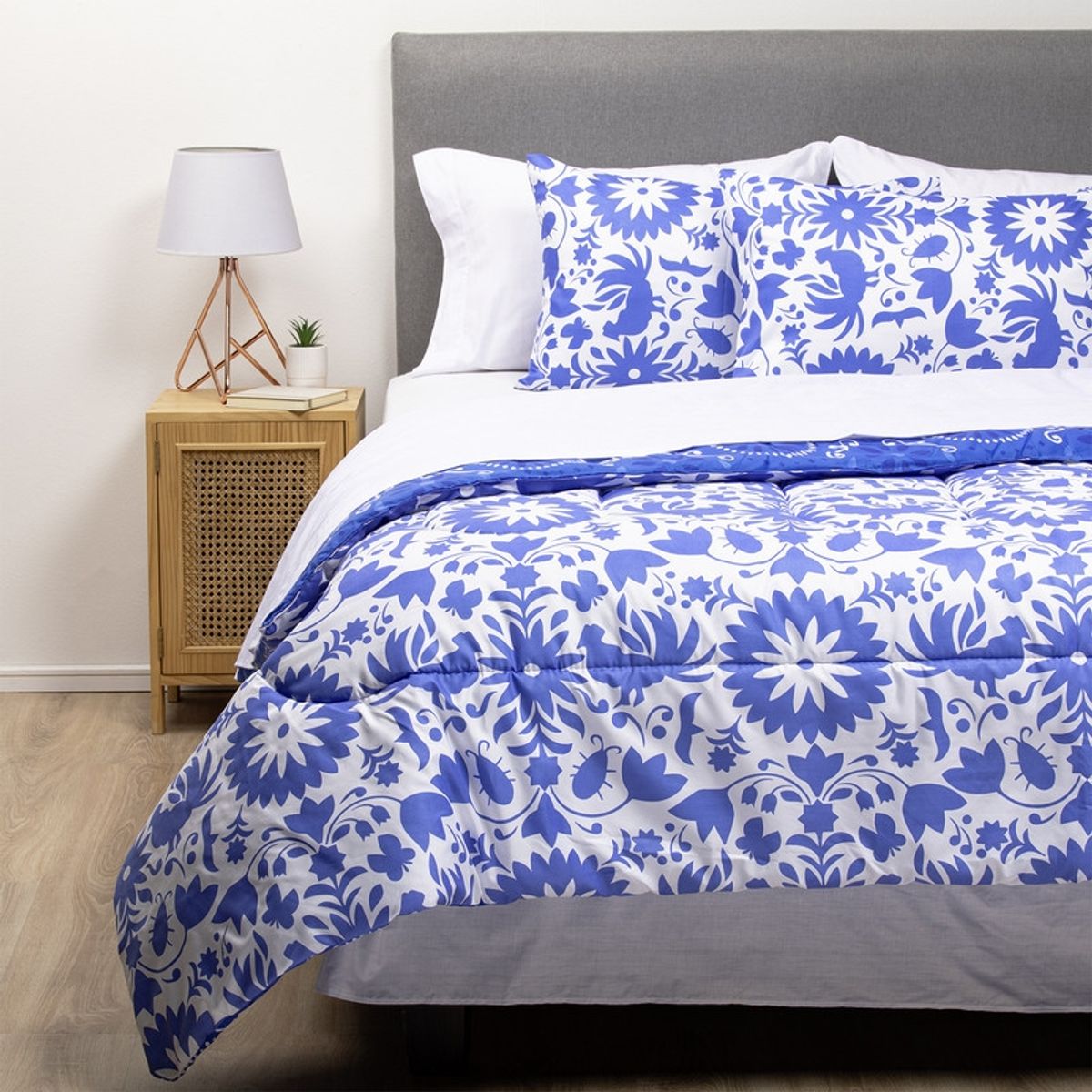 ARTHOME - COMBO 42 PLUMON MEXICO REVERSIBLE AZUL 2 PLAZAS