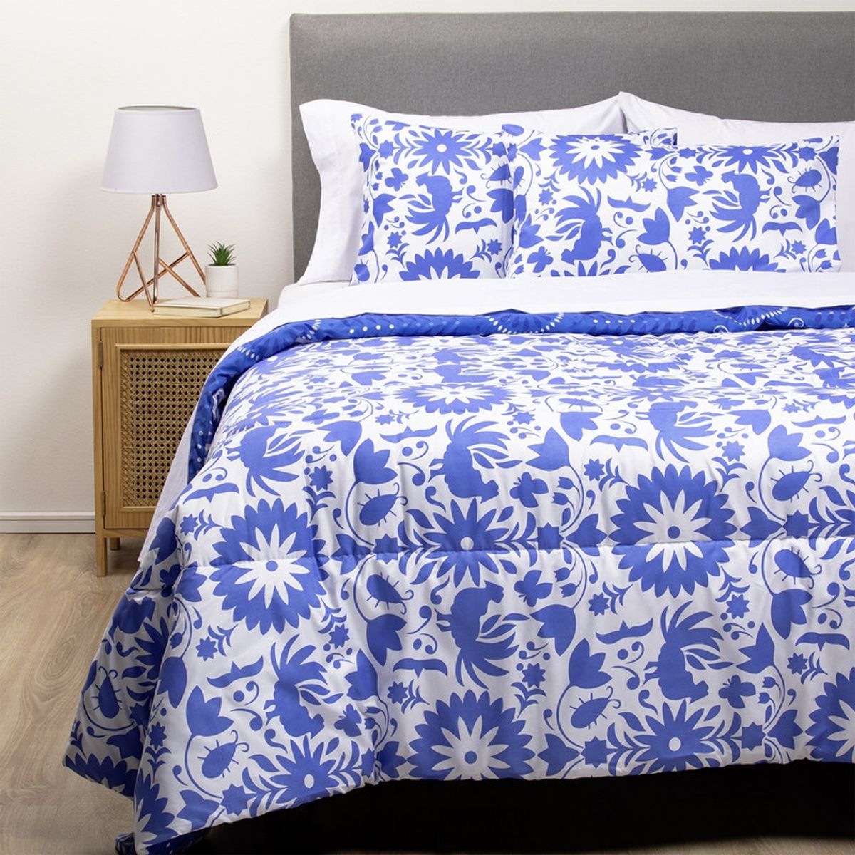 ARTHOME - COMBO 40 PLUMON MEXICO REVERSIBLE AZUL 2 PLAZAS