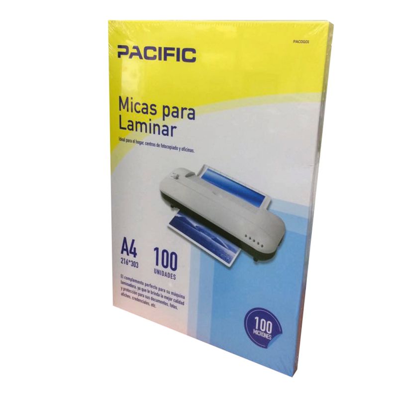 PACIFIC - 100 Laminas Micas Para Termolaminadora Tamaño A4