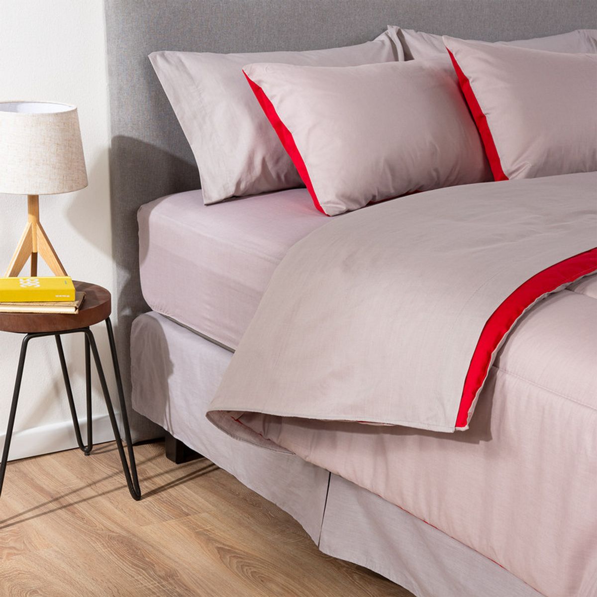 ARTHOME - PLUMON BICOLOR ARTHOME ROJO GRIS 1.5 PLAZAS