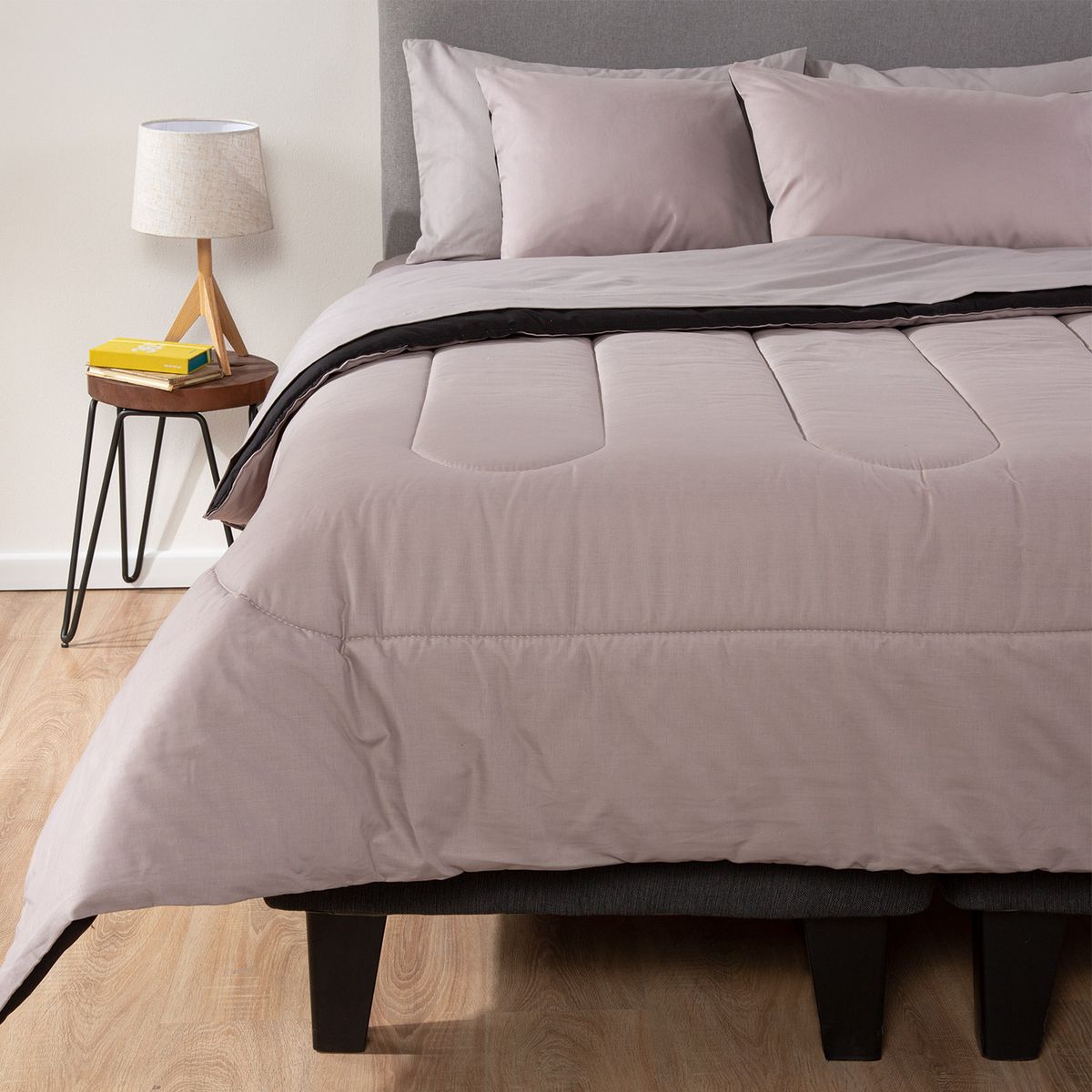 ARTHOME - PLUMON BICOLOR ARTHOME GRIS NEGRO 1.5 PLAZAS