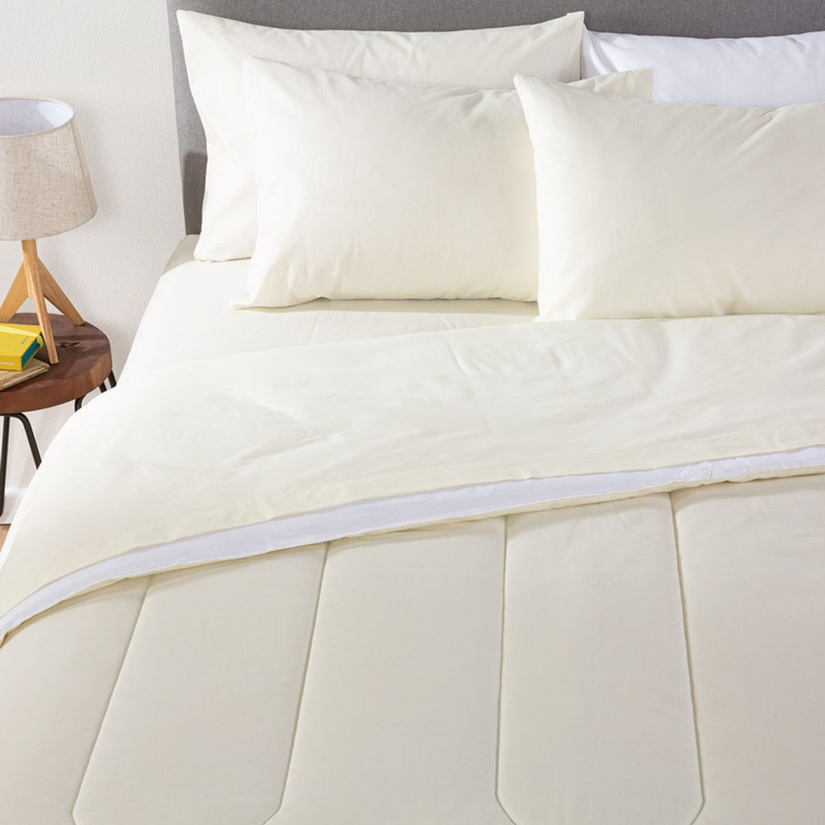 ARTHOME - PLUMON BICOLOR ARTHOME BEIGE BLANCO 2 PLAZAS