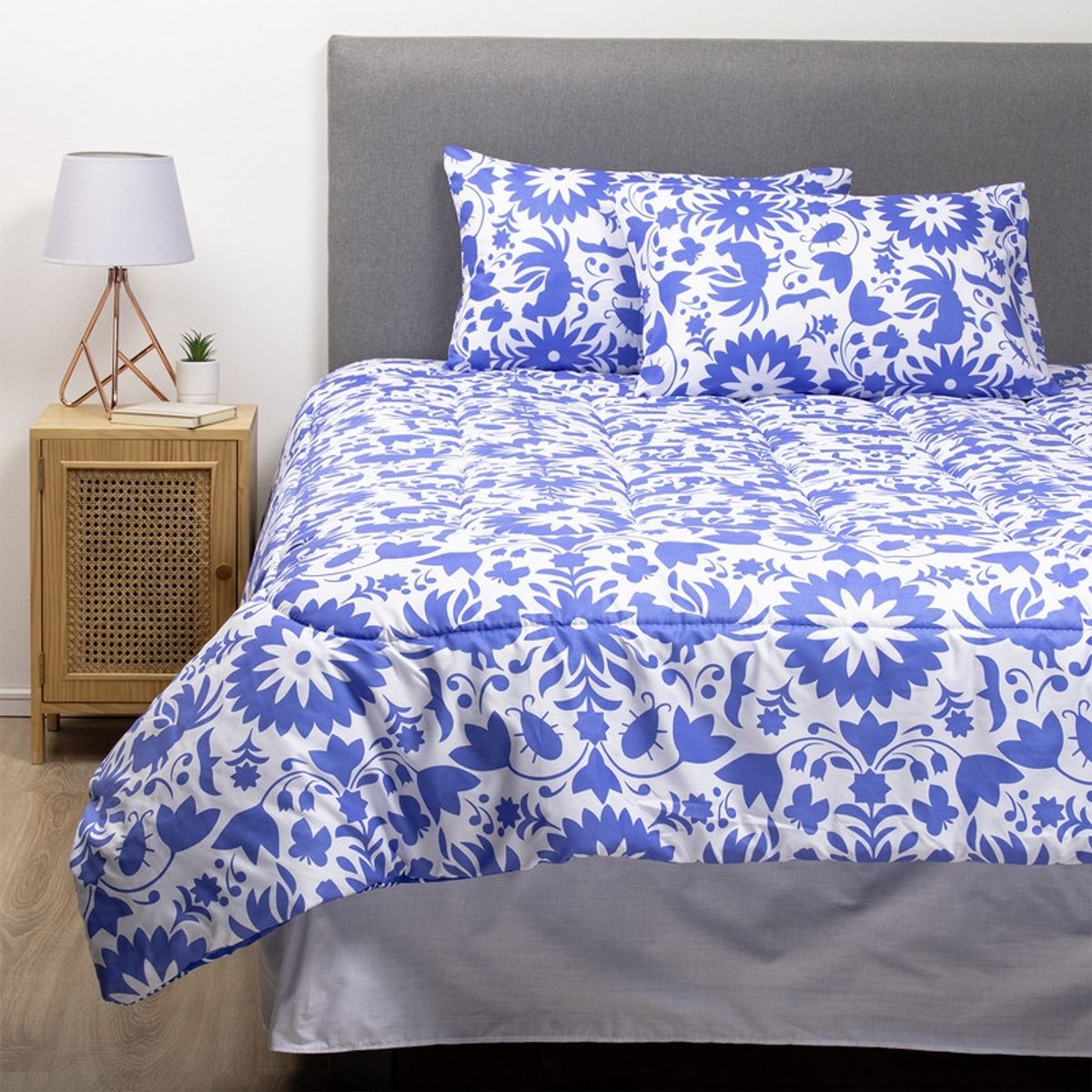 ARTHOME - COMBO 44 PLUMON MEXICO REVERSIBLE AZUL 2 PLAZAS