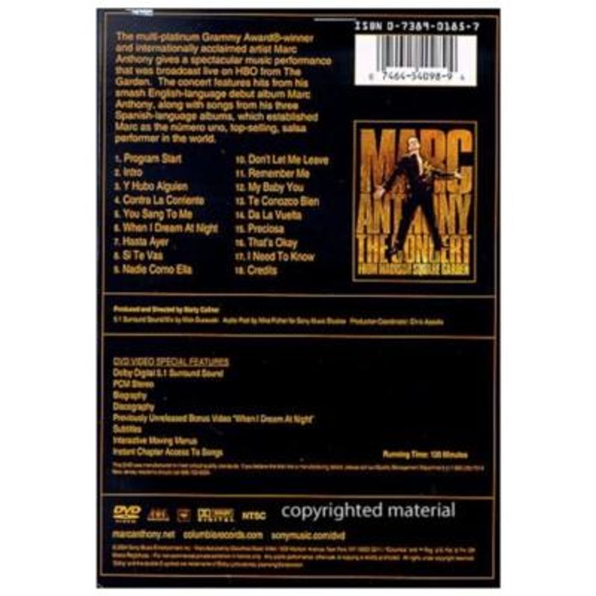 HITWAY MUSIC - MARC ANTHONY - CONCERT FROM MADISON SQUARE GARDEN - DVD HITWAY MUSIC
