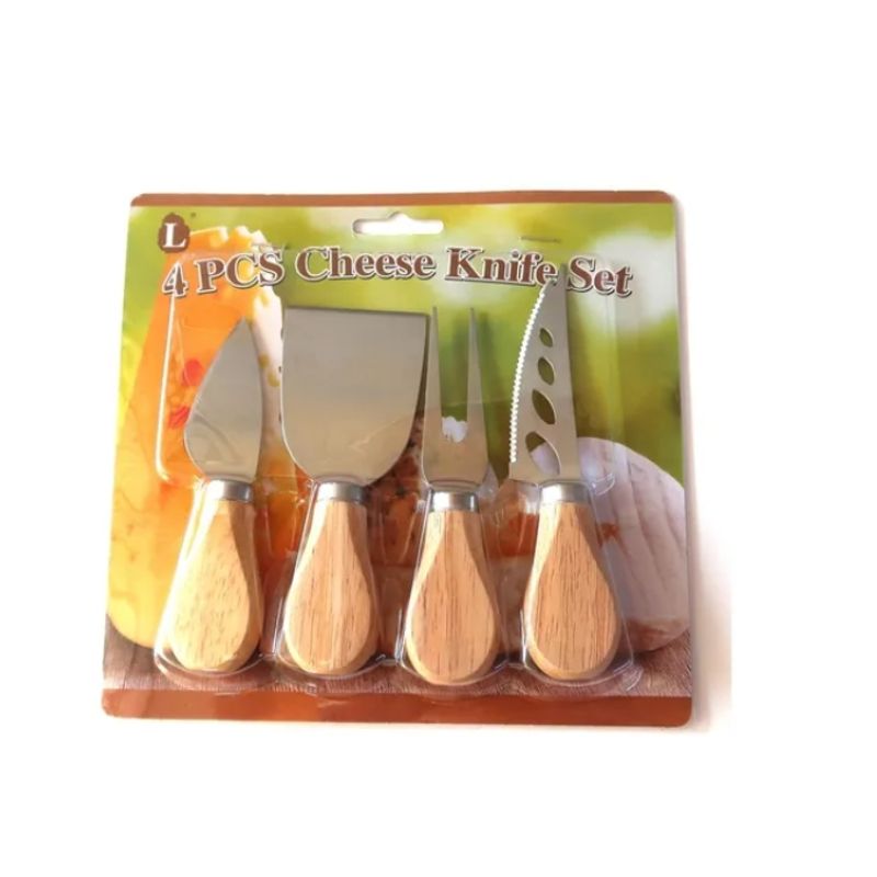 GENERICO - Set Cuchillos Para Quesos Mango Madera Cocktail Acero Inoxidable