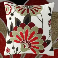 GENERICO - COJÍN BORDADO 45 CM X 45 CM FLOR ROJA