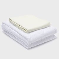 COMBO SABANA BEIGE + CUBRECOLCHON 1,5 PLAZAS