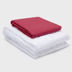 ARTHOME - COMBO SABANA ROJA + CUBRECOLCHON 2 PLAZAS.