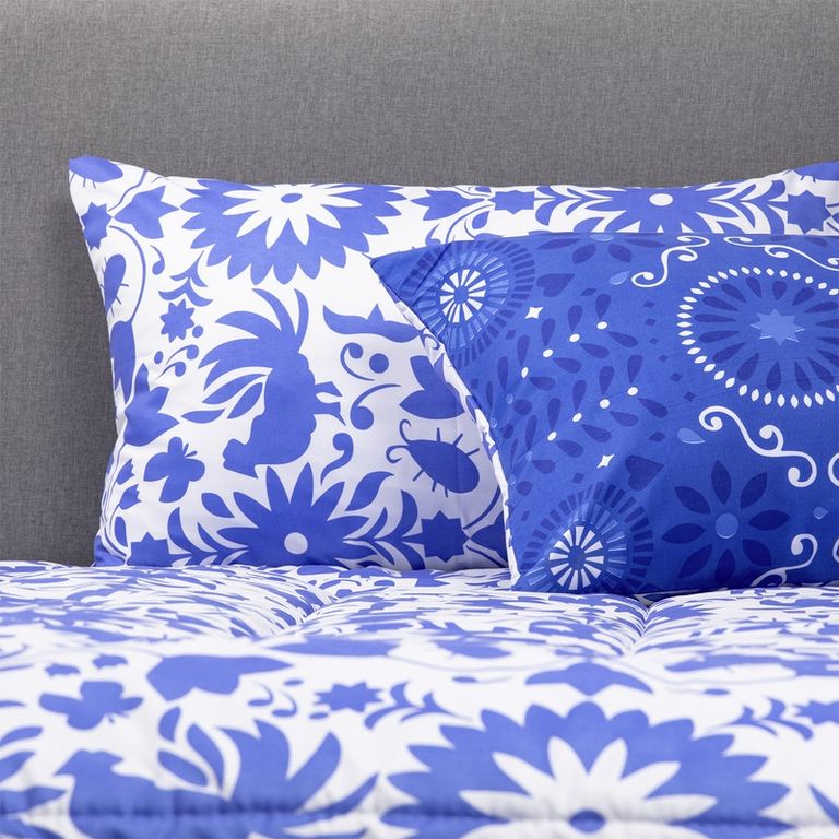 PLUMON MEXICO REVERSIBLE ESTAMPADO AZUL 2 PLAZAS