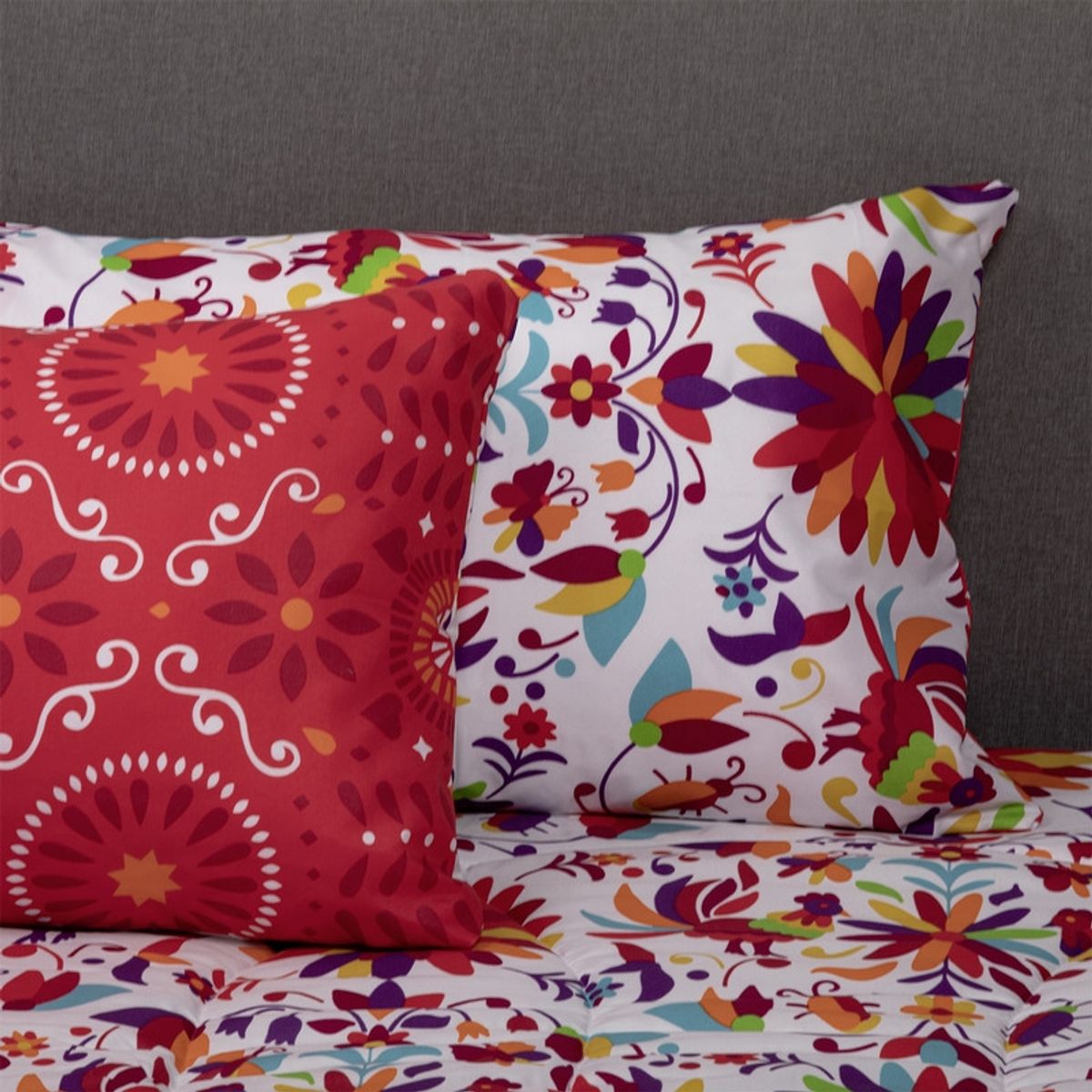 ARTHOME - PLUMON MEXICO REVERSIBLE ESTAMPADO ROJO 1.5 PLAZAS