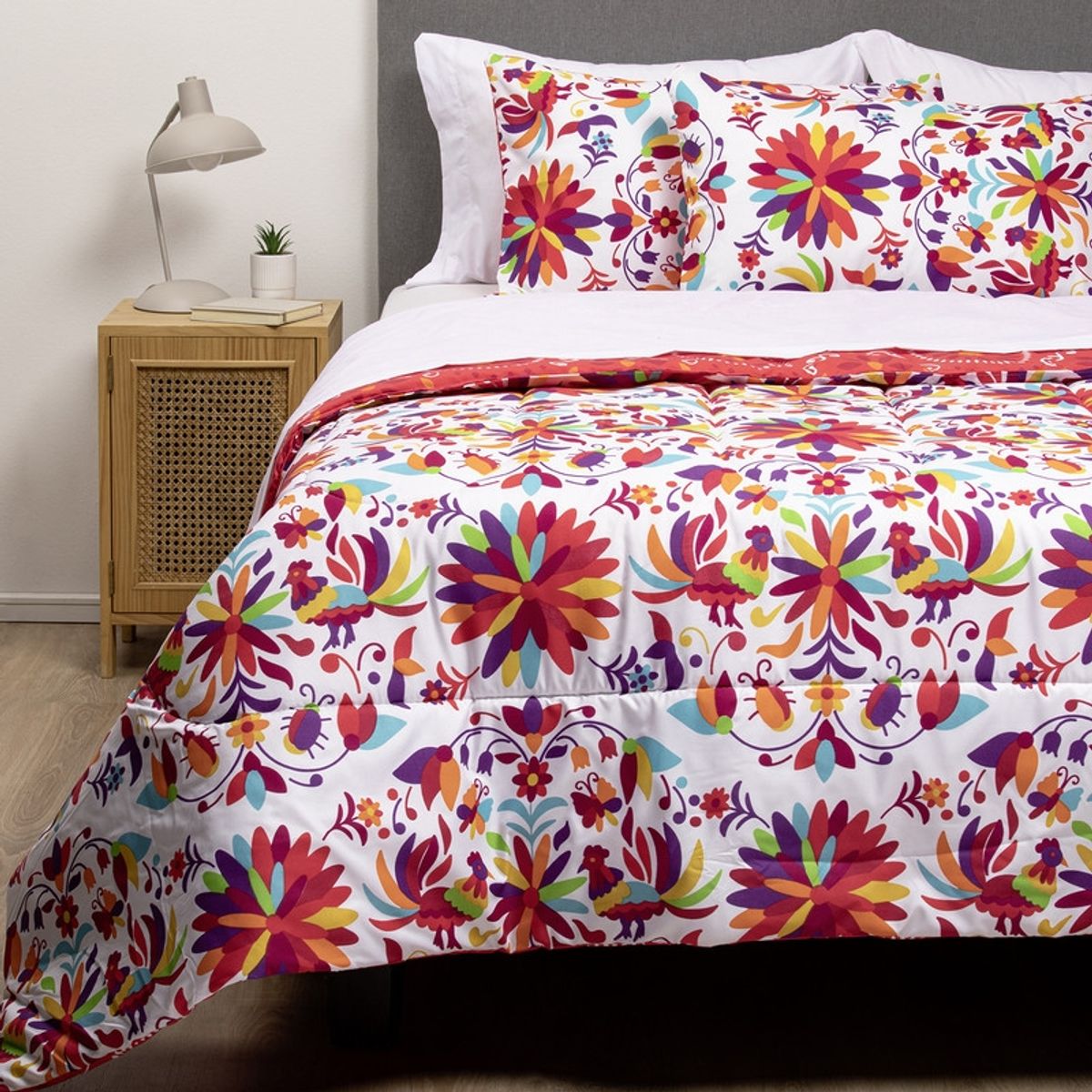 ARTHOME - PLUMON MEXICO REVERSIBLE ESTAMPADO ROJO 1.5 PLAZAS